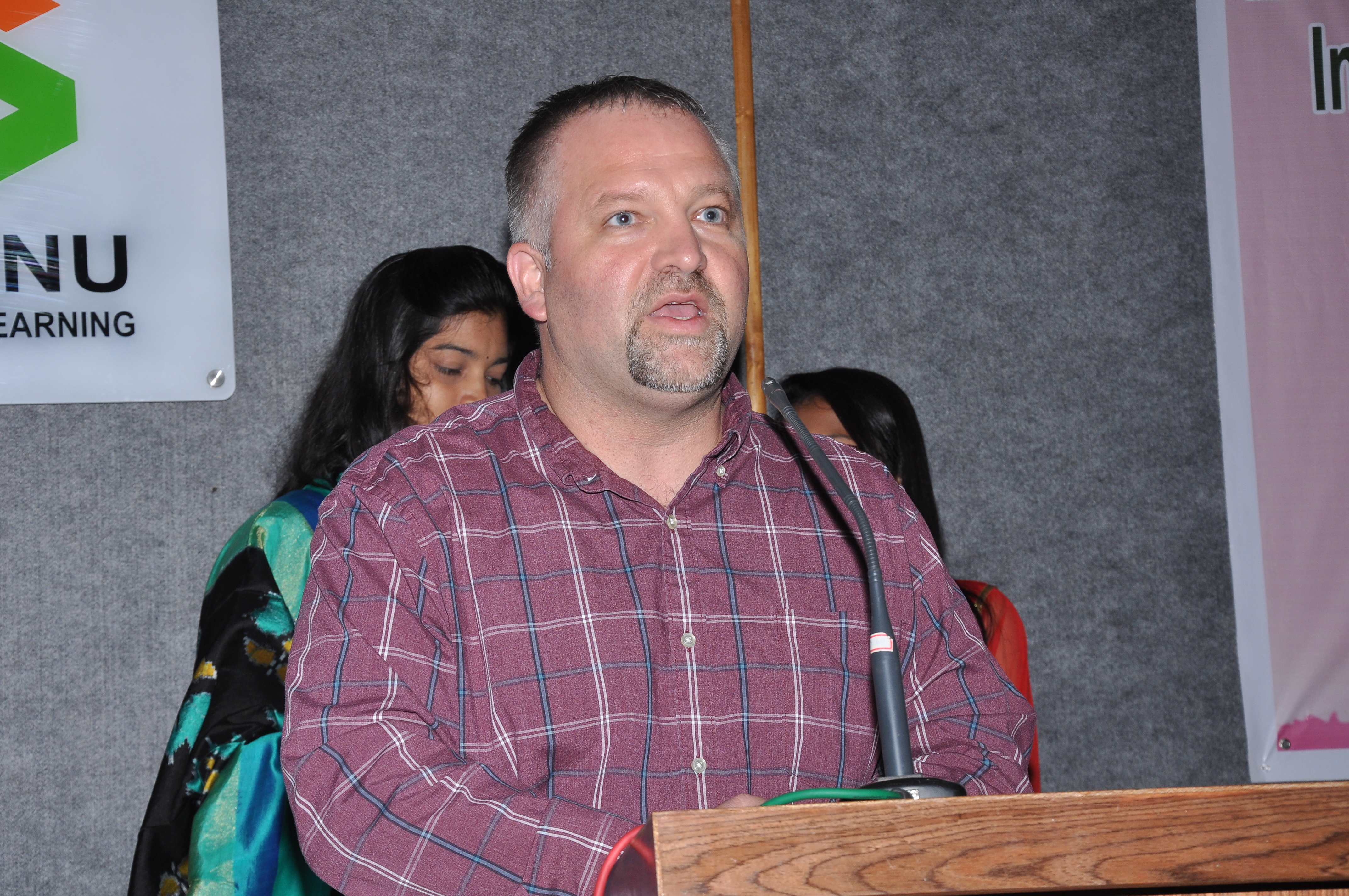 Dr.Scott Gier, Delivering is talk at the seminar